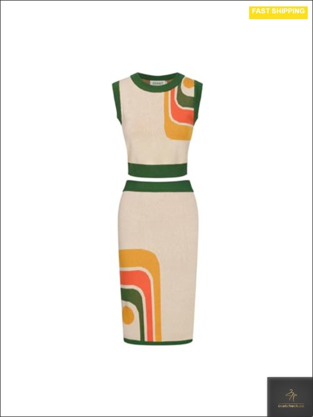 1960s Retro Knitted Vest Skirt Set 2 Piece Outfit